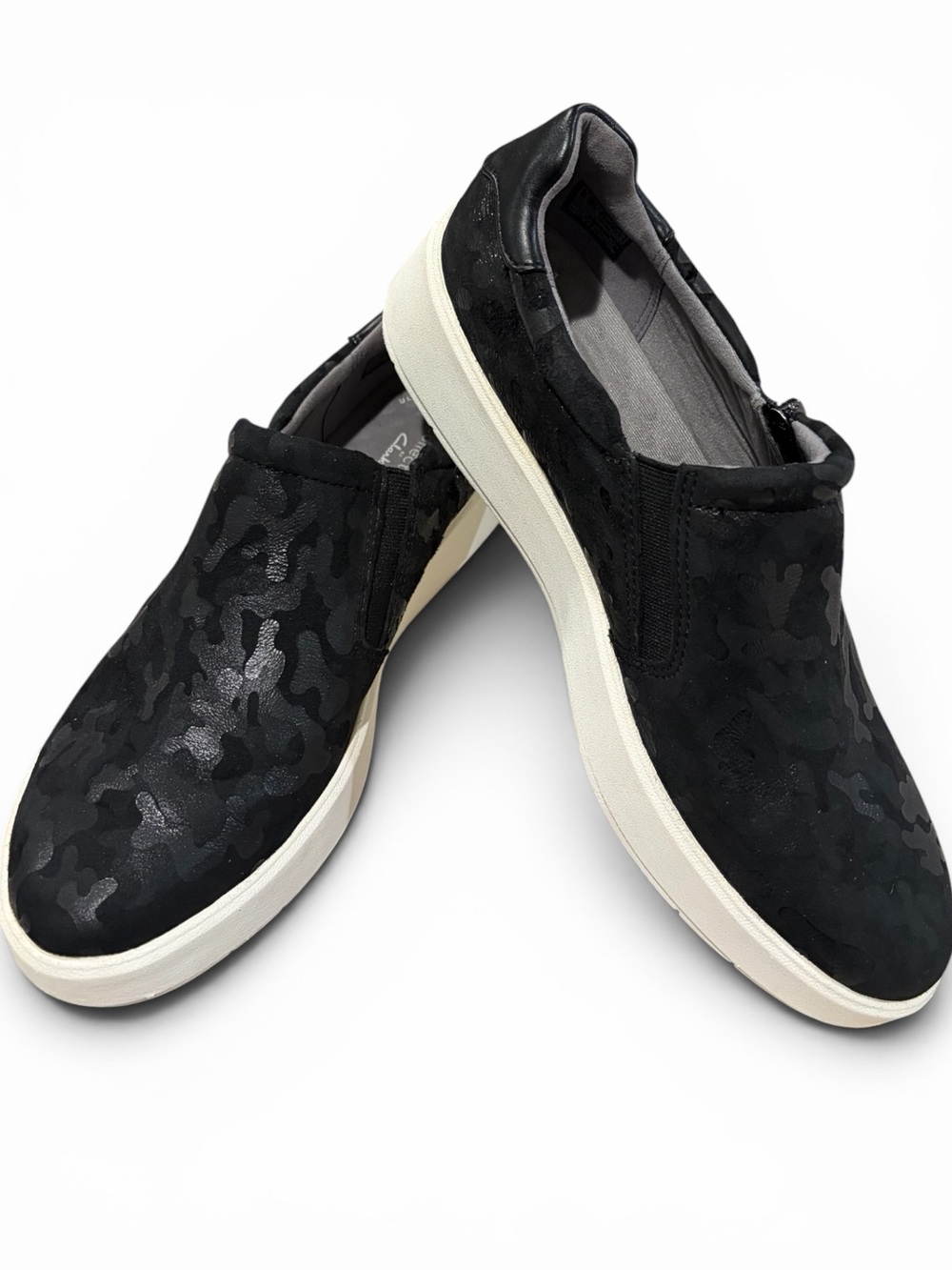 Clarks Collection Layton Step Slip-On Sneakers in a black camo leather print